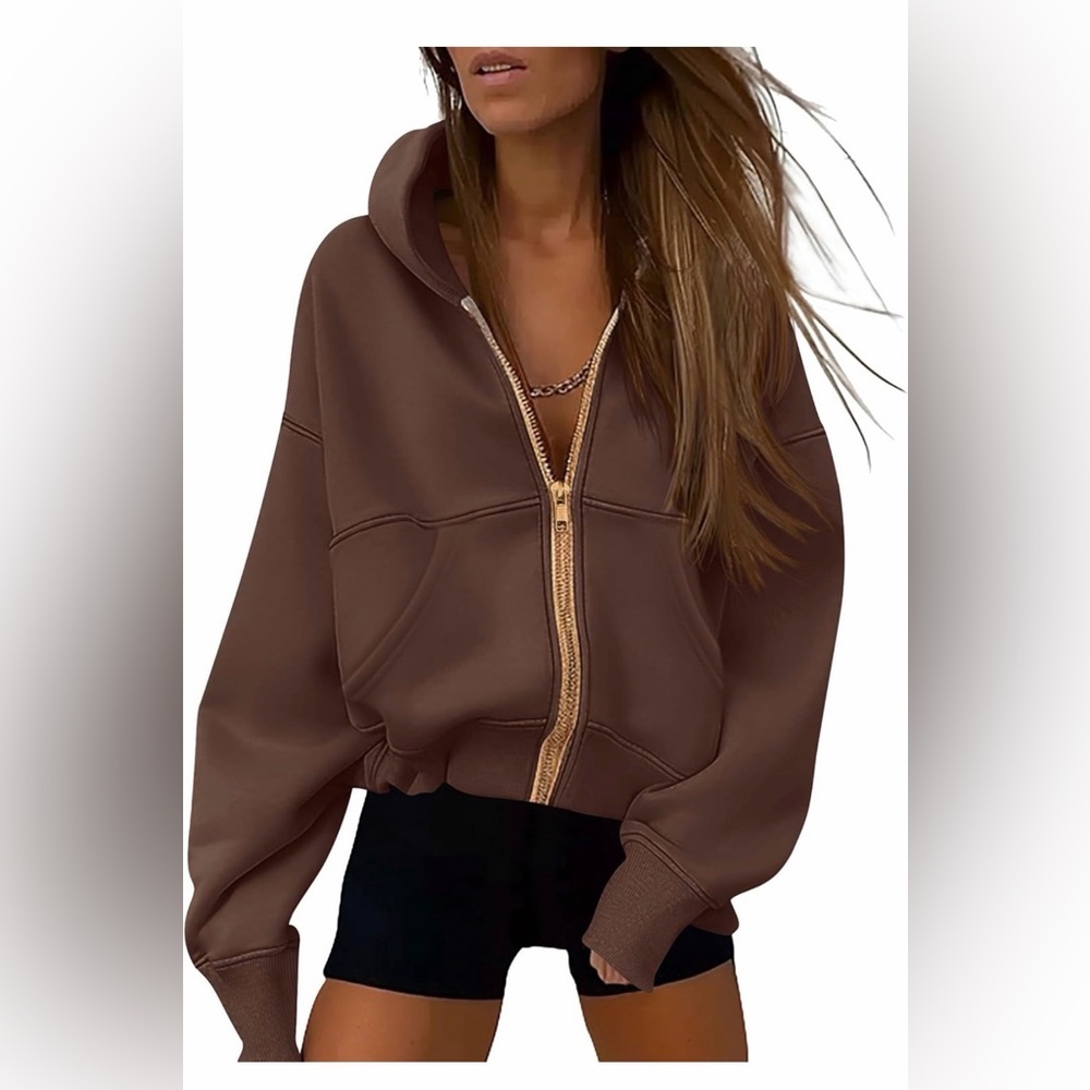 🆕Zip-Up Hoodie with Gold Zipper